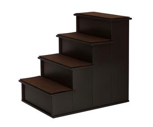 PawHut 4 Step Dog Steps for Bed, Wooden Dog Steps for Sofa, Pet Stairs for Bed Couch with Non-Slip Carpet for Cats and Puppies, 40 x 59 x 54.2 cm, Dark brown