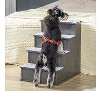 PawHut 4 Step Wooden Dog Steps Pet Stairs Cat Ladder for Bed Couch - Grey | TJ Hughes