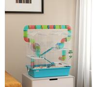 Pawhut 4 Tier Cage With Tubes, For Dwarf Hamster, Light Blue