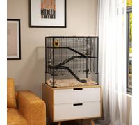 PawHut Hamster Cage with 23 cm Tempered Glass Bottom, 4 Tier Large Hamster Tank with Hut, Running Wheel, Platforms, Ramps, Food Dish, Water Bottle, for Syrian, Dwarf, Rats, Gerbils, 78.5 x 48.5 x 80cm