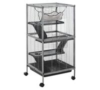 Pawhut Rolling Small Animal Cage For Chinchillas Ferrets Kittens W/ Ramp In Silver Silver