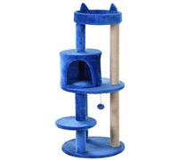 PawHut 4 Tiers 104cm Cat Tree W/ Scratching Posts Perches Hanging Ball - Blue | TJ Hughes