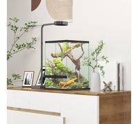 PawHut 40L Glass Reptile Terrarium (D40-039V01BK) - 30x30x45 cm, Locking Top, 360 Degree View, Ventilation, Drainage, Cable Management