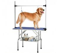 PawHut 42" Foldable Dog Grooming Table Adjustable Pet Cat Rubber Top Blue