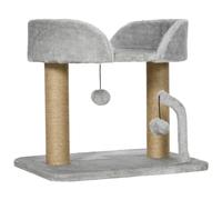 PawHut 42cm Indoor Cat Tree, with Toy Balls, Jute Scratching Post - Light Grey