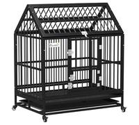 PawHut 43" Heavy Duty Dog Crate with 2 Doors for Extra Large Breeds Black