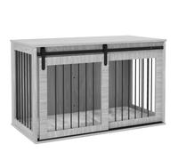 PawHut 46.46'' Dog Crate Furniture with Removable Cushion & Security Latch for Extra Large Dogs - Grey Aosom UK