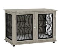 PawHut 46.46'' Indoor Dog Crate Furniture End Table with Soft Washable Cushion, Lockable Front Door, for Extra Large Dogs Aosom UK