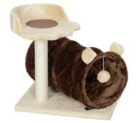 PawHut 47cm Small Cat Tree w/ Scratching Post, Bed, Cat Tunnel, Toy Ball, Dark Brown Aosom UK