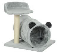 PawHut 47cm Small Cat Tree w/ Scratching Post, Bed, Cat Tunnel, Toy Ball, Grey Aosom UK
