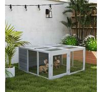 Pawhut Rabbit Hutch Small Animal Guinea Pig House With Openable Roof Grey, Grey