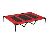 PawHut 48"""" x 36"""" Elevated Breathable Dog Bed Portable Pet Cot w/ Carry Bag Metal Frame Breathable Mesh Indoor and Outdoor Red