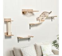 PawHut Cat Shelf Set Tree 4PCs Wall Mounted | TJ Hughes