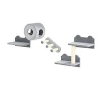PawHut 4PCs Wall Mounted Cat Tree, Cat Wall Furniture with Platforms, Steps, Scratching Post, Perch, Kitty House for Indoor Kittens - Grey