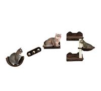 PawHut 4PCs Wall Mounted Cat Tree Cat Wall Shelves W/ Scratching Post - Dark Grey/Brown - Brown | TJ Hughes Grey