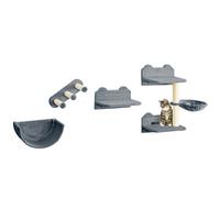 PawHut 4PCs Wall Mounted Cat Tree Cat Wall Shelves W/ Scratching Post Grey - Grey - Particleboard, Plush, Sisal - 1