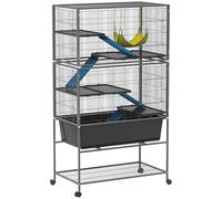 PawHut 5 Levels Rabbit Cage Rolling Rat Cage 88 x 48 x 150.5cm Dark Grey