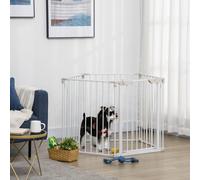 PawHut Pet Safety Gate 5-panel Playpen Fence - White, White