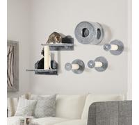 PawHut 5 PC Wall-Mounted Cat Tree Furniture Perch House Scratching Post Grey