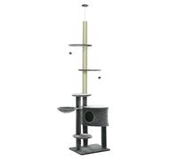 PawHut 5-Tier Grey Sisal Multi-Level Cat Tree Tower with Scratching Posts