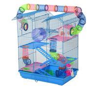 PawHut 5 Tier Hamster Cage Carrier Habitat with Exercise Wheels Tunnel Tube Water Bottle Dishes House Ladder for Dwarf Mice