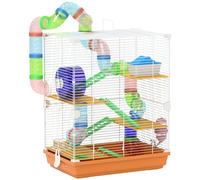 Pawhut 5 Tier Hamster Cage, Gerbil Cage with Tube Exercise Wheels, Tun