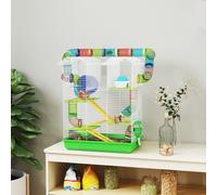 PawHut 5 Tiers Hamster Cage Animal Travel Carrier Habitat, Green