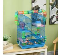 Pawhut 5 Tiers Hamster Cage Animal Travel Carrier Habitat In Blue Blue