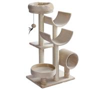 PawHut 50Lx40Wx105H cm Cats 6-Tier Scratch Tree w/ Dangle Toy Beige
