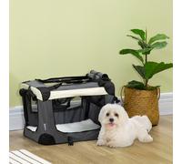 PawHut 51cm Foldable Pet Carrier Bag Soft Travel Dog Crate, Portable Cat Carrier w/ Cushion, for Cats and Miniature Dogs - Grey