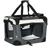 PawHut Foldable Pet Kitten Carrier Dog Travel Cage w/Cushion for Xs/S/M/L DogsD0