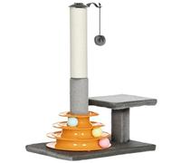 Pawhut 56Cm Cat Tree Tower Activity Centre With Scratching Posts, Dangling Ball In Grey Grey