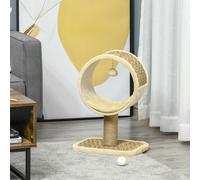 PawHut Small Cat Tree for Indoor Cats w/ Scratching Post, Tunnel, Toy - Beige