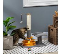 PawHut 56cm Cat Tree for Indoor Cats, Scratching Post w/ Cat Toys Climbing Tower Activity Centre, Dangling Ball - Grey
