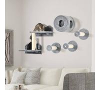 PawHut 5Pcs Cat Wall Furniture with Perch, Cat Condo, Scratching Post - Grey