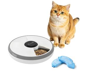 PawHut 6 Meal Automatic Cat Feeder Cordless Food Dispenser for Small Dogs