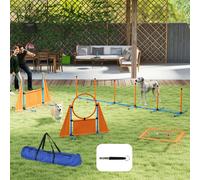 PawHut Dog Agility Equipment 6-Piece Obstacle Training Course Kit with Bag Orange
