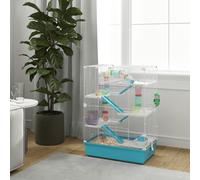 PawHut 6 Tier Hamster Cage with Twin Tower and Accessories, Light Blue