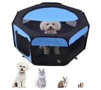 Pawhut Fabric Dog Play Pen Puppy Pet Cat Rabbit Pig Guinea Playpen Run In Blue Blue