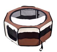 PawHut 600D Oxford Soft Fabric Kennel Cat Dog Playpen Dia 90 x 41H cm Brown | Portable Lightweight Foldable Pet Puppy Rabbit Guinea Pig Pen Run, Indoor & Outdoor