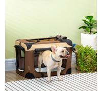 PawHut 60cm Foldable Pet Carrier Bag Soft Travel Dog Crate for Mini Dogs Brown