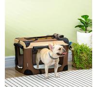 PawHut 60cm Foldable Pet Carrier Bag Soft Travel Dog Crate, Portable Cat Carrier w/ Cushion, for Cats and Miniature Dogs - Brown