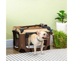 Pawhut 60Cm Foldable Pet Carrier Bag Soft Travel Dog Crate For Mini Dogs Brown