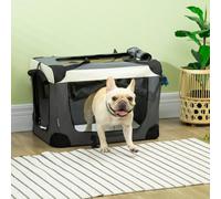 Pawhut 60Cm Foldable Pet Carrier Bag Soft Travel Dog Crate For Mini Dogs Grey