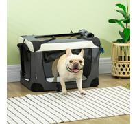 PawHut Foldable Pet Carrier Bag Soft Travel Dog Crate for Mini Dogs - Grey - Oxford cloth, Steel, Polyester - 1