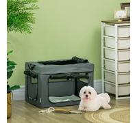 PawHut 60cm Foldable Small Dog Carrier w/Cushion - Grey, Grey