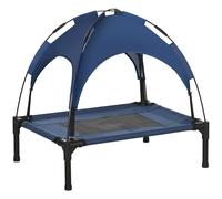 PawHut 61cm Elevated Dog Bed Cooling Raised Pet Cot UV Protection Canopy Blue | TJ Hughes