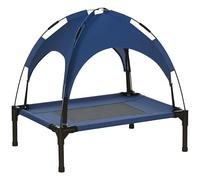 PawHut 61cm Elevated Dog Bed Cooling Raised Pet Cot UV Protection Canopy Blue
