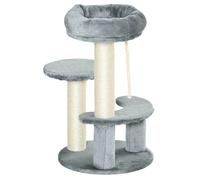 Pawhut 65 Cm Cat Tree For Indoor Cats Kitty Scratcher Scratching Post 2 Perch In Grey Grey