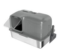PawHut 65L Extra Large Stainless Steel Litter Tray with Plasma Deodoriser System, High Sided, Easy to Clean & Odour-Resistant